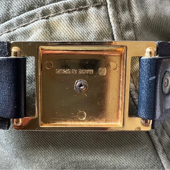 ESCADA St. Michael Collaboration Navy Blue Leather Gold Tone Hardware VTG Belt main image 12
